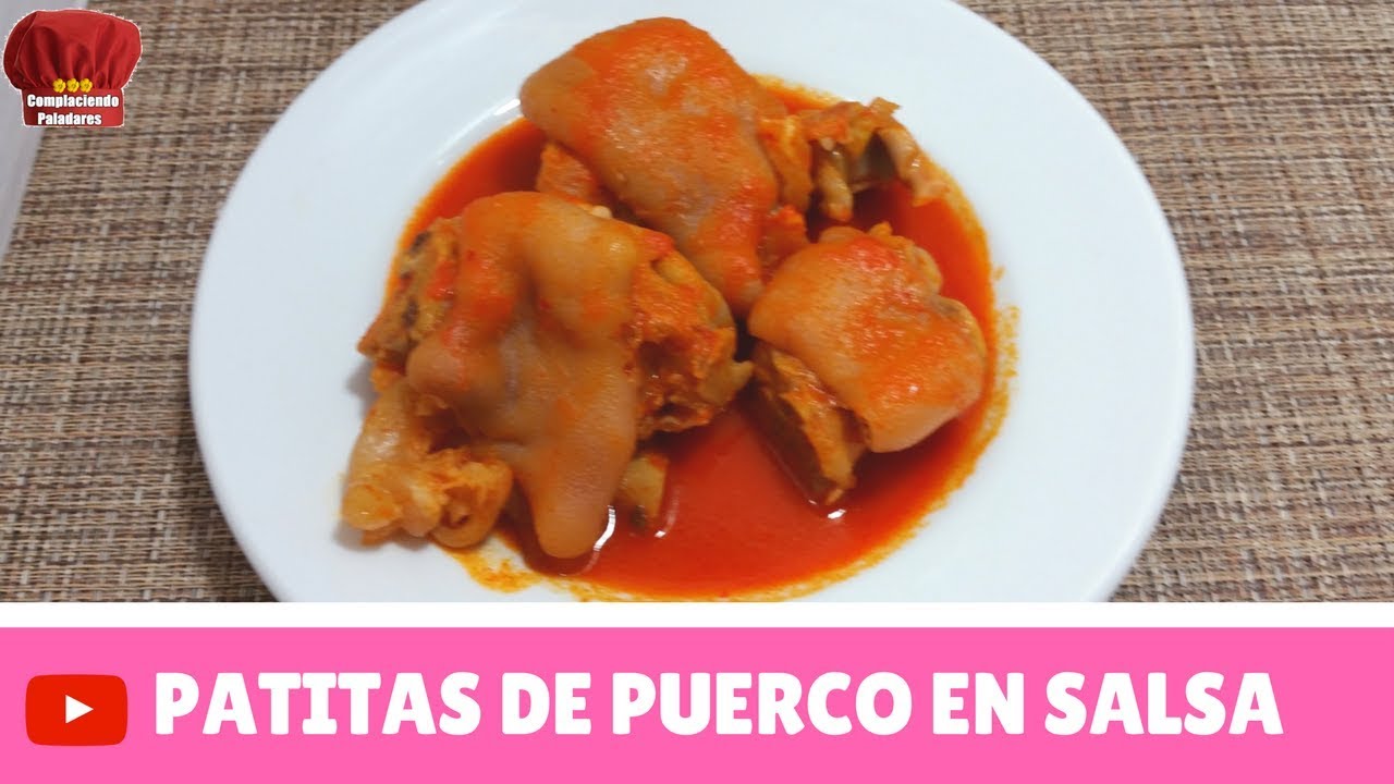 Patitas de Puerco con Salsa Roja, receta, recipe, food, comida, complaciend...