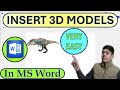 How to Insert 3D Models in MS Word. Create 3D Models in MS Word.