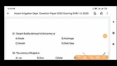 Assam Irrigation Exam-Solved Question paper 2020 | Section Assistant Evening shift Exam