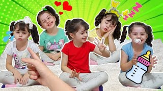 Mimi brinca de babá por um dia com várias Julinhas - Pretend Play nanny with Friends
