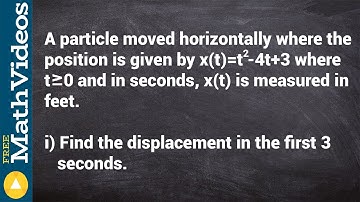 Find the displacement of a particle moving horizontally