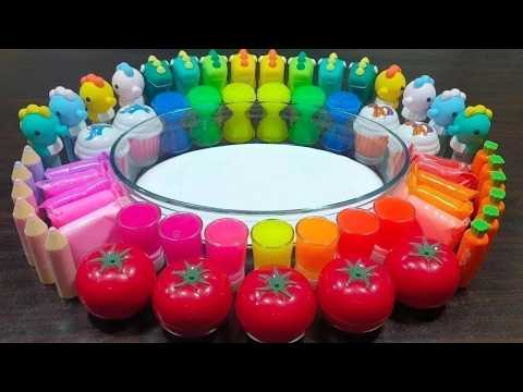 Rainbow clay ! Mixing random things into homemade slime ! Enjoy slime videos !!!