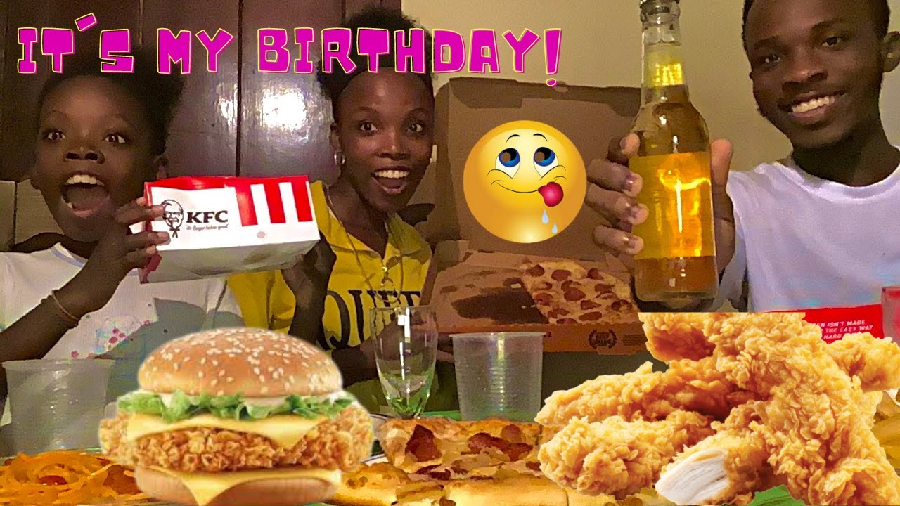 MY BIRTHDAY MUKBANG 🎉🎂 🥳 || JAMAICAN KFC, PIZZA, BURGER, PASTA 🍟 🍗 🍔