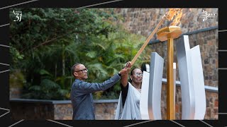 H.E. Kagame and First Lady light the Flame of Remembrance marking the start of 100 days of Kwibuka31