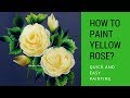 One stroke painting  yellow Rose | quick and easy acrylic painting | step by step