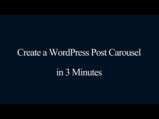 How to create a WordPress post carousel