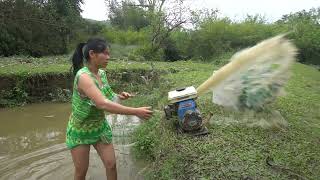 FULL VIDEO: Unique Fishing - Pumping water outside the natural lake, Harvesting a lot of big fish