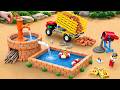 DIY Tractor Builds Water Storage Pool with Hand Pump for Hot Summer | Mini Construction
