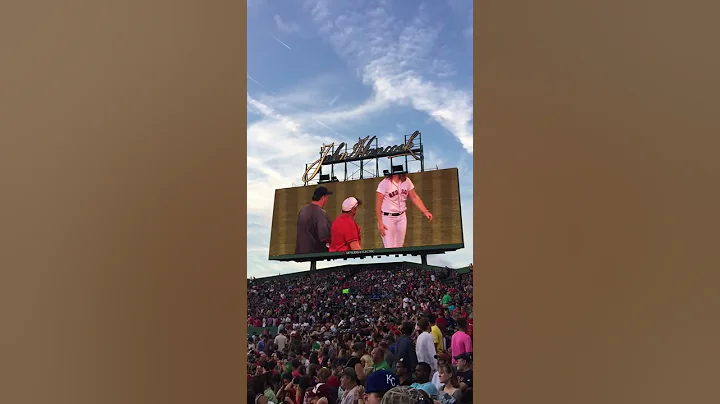 Rose Scanzillo "Ma" delivers the game ball to the mound at Fenway Park for her 100th Birthday!