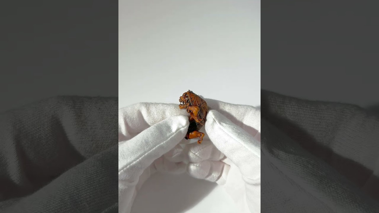Lot 177 - A WOOD NETSUKE OF AN ONI AT SETSUBUN,