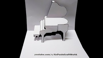 kirigami piano | How To Make Kirigami Pop Up card | kirigami paper art Tutorial_with Template