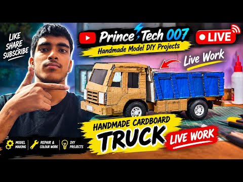 🔥 Handmade Cardboard Truck 🚛 LIVE work 🔴 || Prince Tech 007