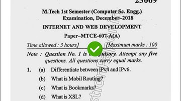 2018 Mdu MTech CSE 1st Sem Internet & Web Design Question Paper #MduQuestionPaper