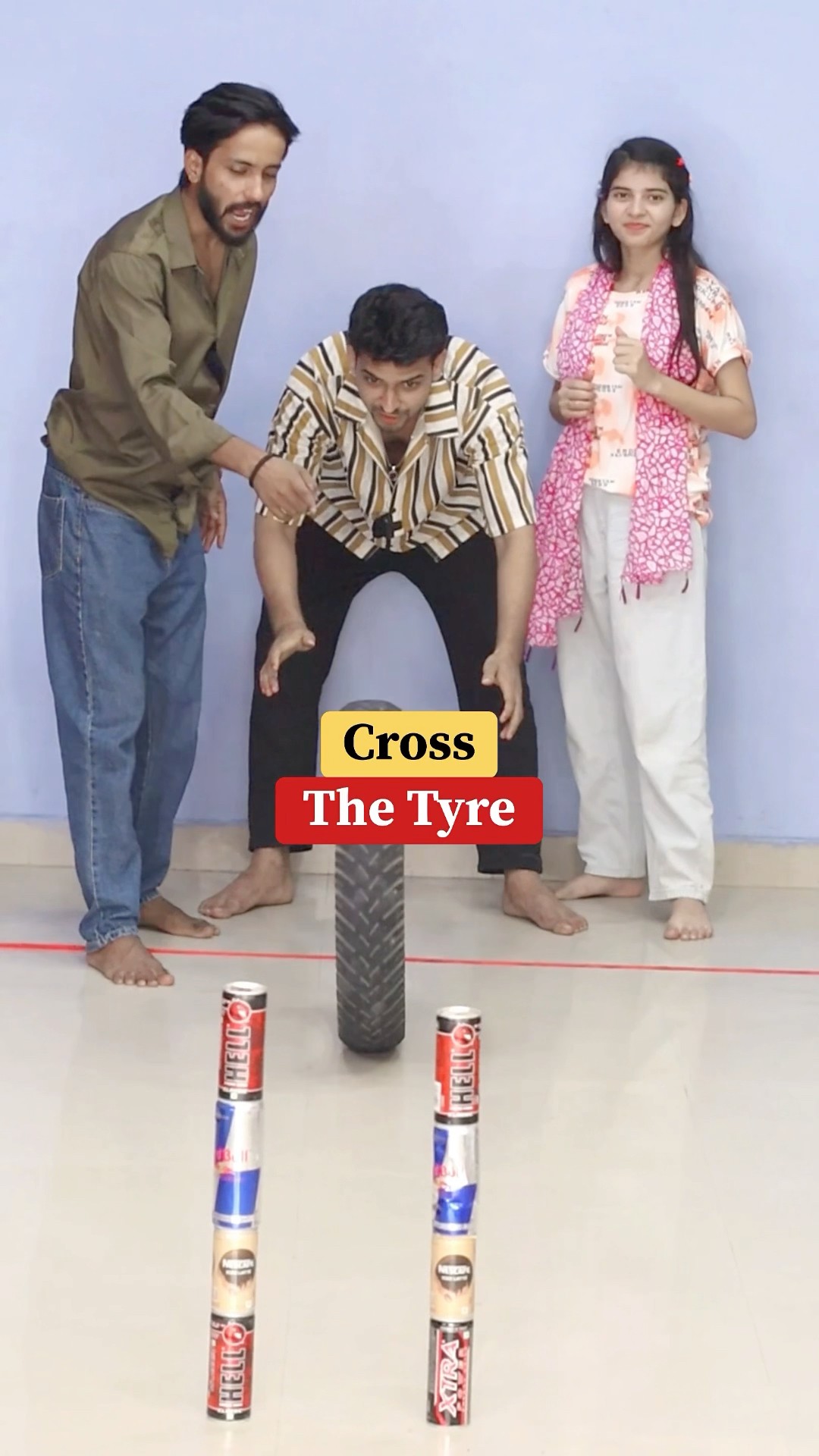 Cross The Tyre Through Canes Challenge? #shorts