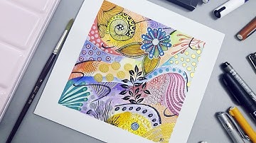 Easy Mixed Media Zentangle | Creative Abstract Art Tutorial