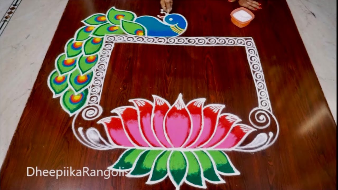 New Year Special LotusPeacock Rangoli Designs/New year kolam ...