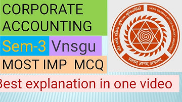 Corporate Accounting | MCQ | S.y.b.com  sem-3 | most imp MCQ for exam | vnsgu