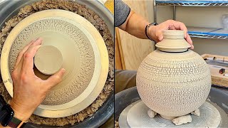 860. Trimming a 6 Lb Sodium Silicate Texture Covered Moon Jar with Hsin-Chuen Lin