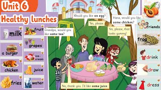 Connect for primary 2 unit 6 Healthy lunches نصوص أستماع الوزارة كونكت ثانية أبتدائي حل كتاب الوزارة