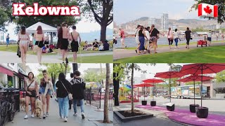 🇨🇦4K CANADA Walking in Downtown Kelowna, City Park & Lake BC