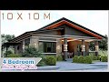 SMALL HOUSE DESIGN| 10x10 Meters (32.8 x 32.8 ft) | 4 Bedroom House