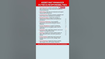 Assistant Manager Duties and Responsibilities | Assistant Manager Work | Assistant Manager Job