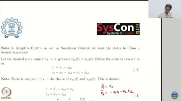 Week 11 : Lecture 62 : Application of Barbalat’s Lemma
