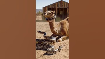 Giant Python Attacks Camel in Desert! 😱🔥 Unbelievable Fight #youtubeshorts #animals #shorts #viral