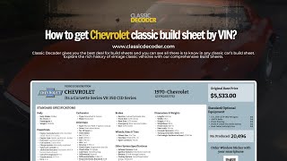 EASY WAY TO GET YOUR CLASSIC CHEVROLET BUILD SHEET BY 13 DIGIT VIN LOOKUP | CLASSIC VIN DECODER