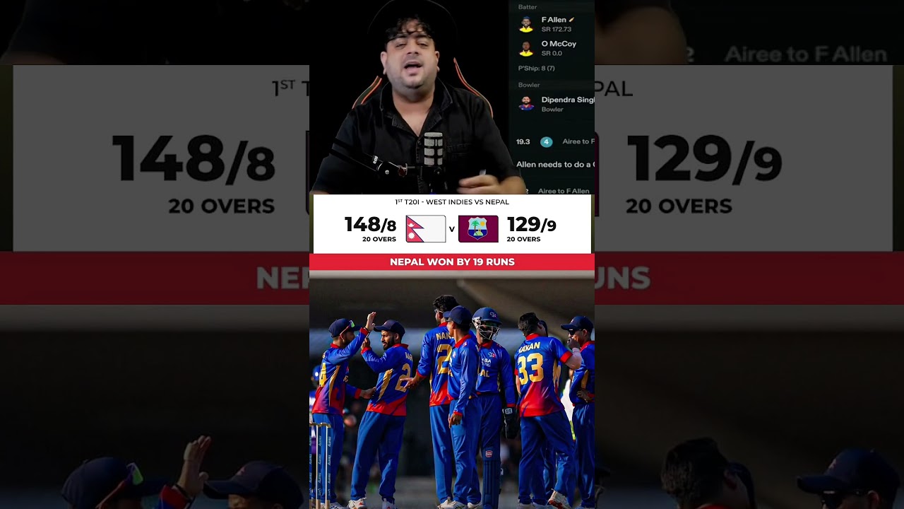 WI vs NEP🔥💯 Nepal won by 19 runs | 