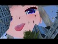 MMD Giantess Umi laying waste with her tongue