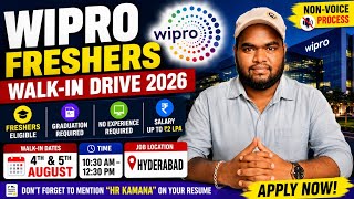 Wipro Freshers Walk-in Drive 2026 🔥 Hyderabad Jobs | Non Voice | Degree Freshers | Direct Interview