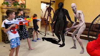 Nerf war сиренаголовый scp 106 и scp 096 против детей