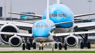 KLM B777-300ER | Line-up & Crosswind Take-off | Schiphol Airport | 4K