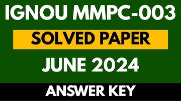IGNOU MMPC-003 June 2024 Full Solved Exam Paper | Business Environment | MBA | Hindi