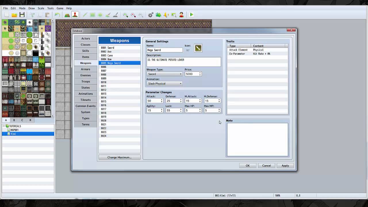 RPG Maker MV: Tutorial for GaamingPros - Weapons and maps - YouTube