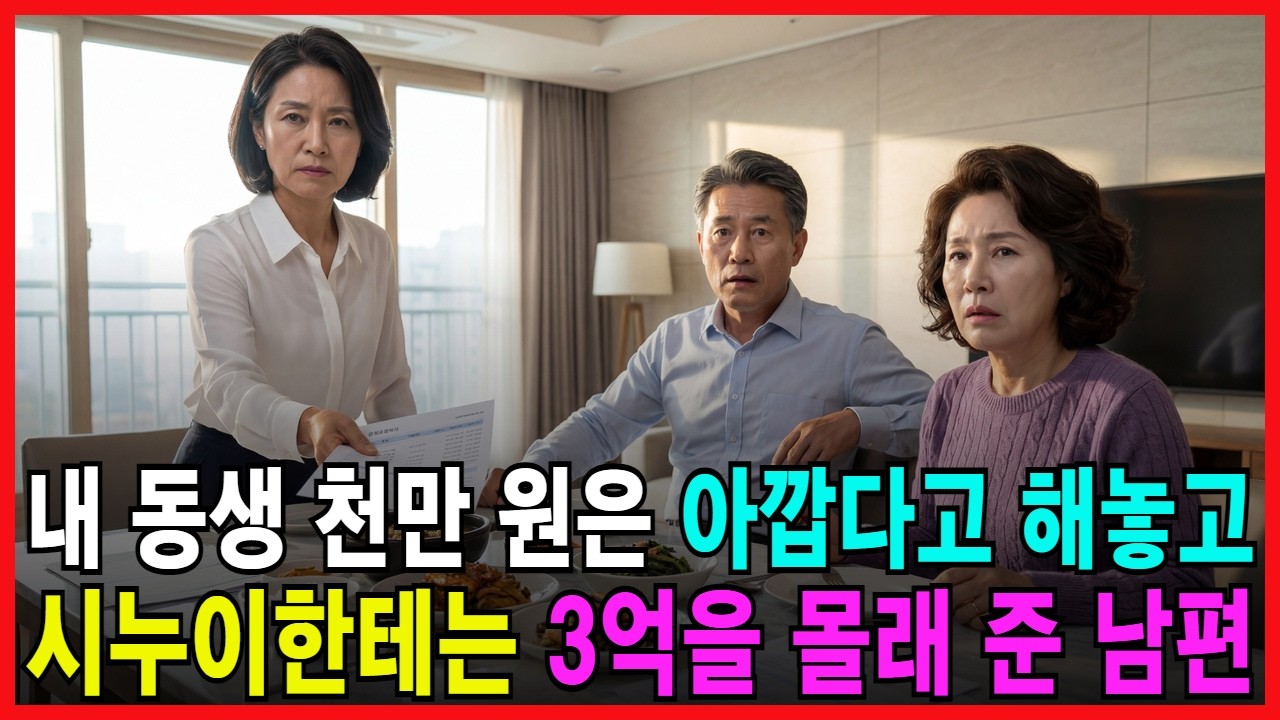 내 동생 천만 원은 아깝다고 해놓고 시누이한테는 3억을 몰래 준 남편 | 오디오드라마 가족사연 감동사연 이혼사연 반전사연 복수사연 통쾌사연