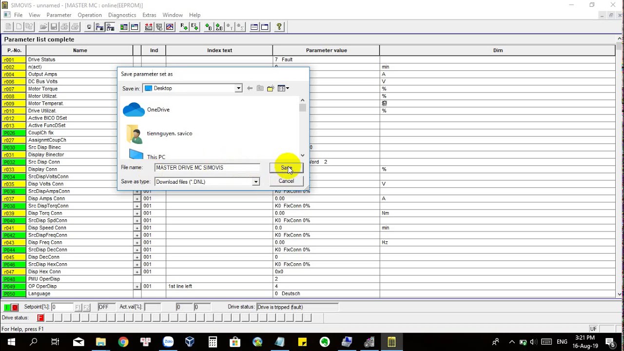 Connect Simovert and computer use SIMOVIS   Simovis V5.4 6SX7010-0FA10
