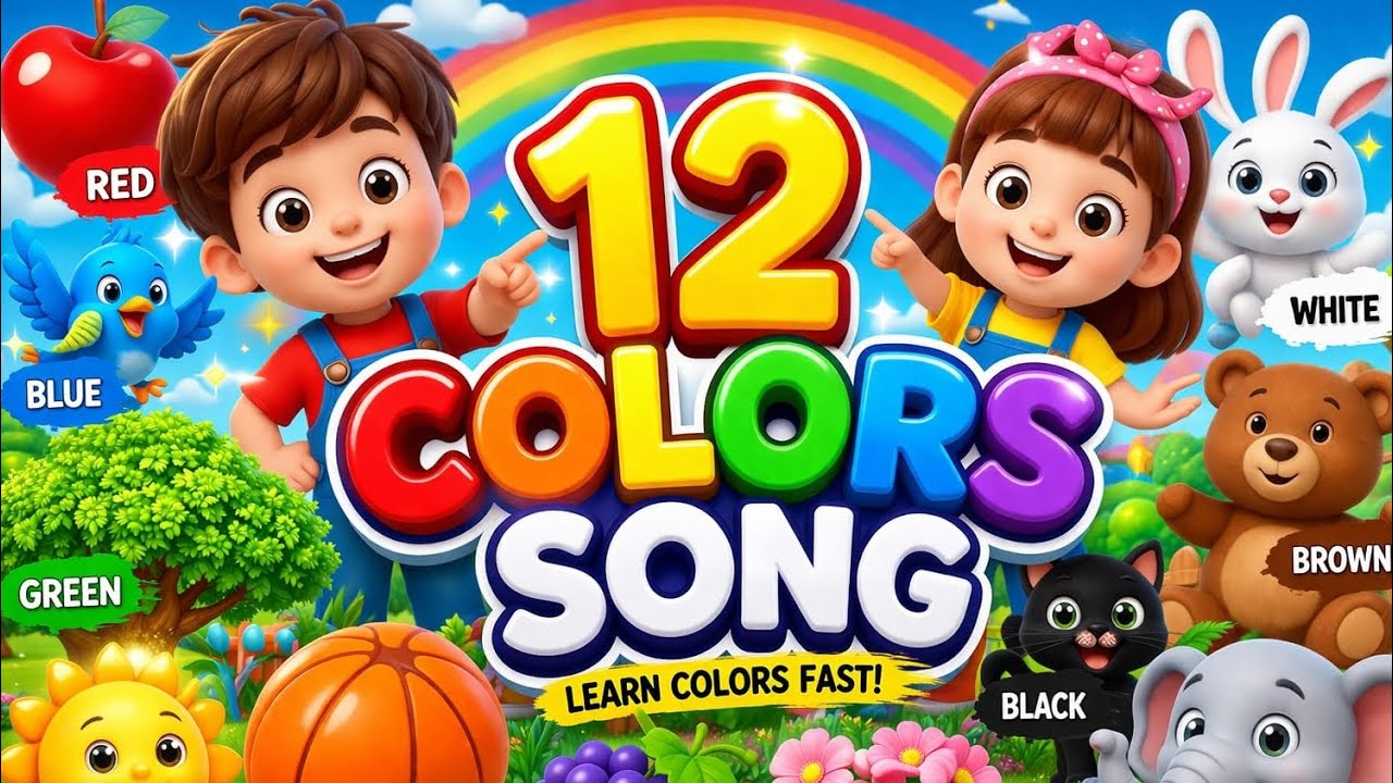 12 Colors Song 🌈 | Learn Colors for Kids | English Rhyme | Nursery ...