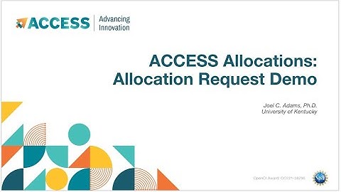 ACCESS Allocations: Allocation Request Demo