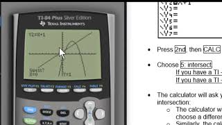 Calculator Video TI 83-84 (10) Finding Intersections
