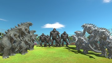 Godzilla 2014 vs King Kong vs Mechagodzilla 2021 Size Comparison - Animal Revolt Battle Simulator
