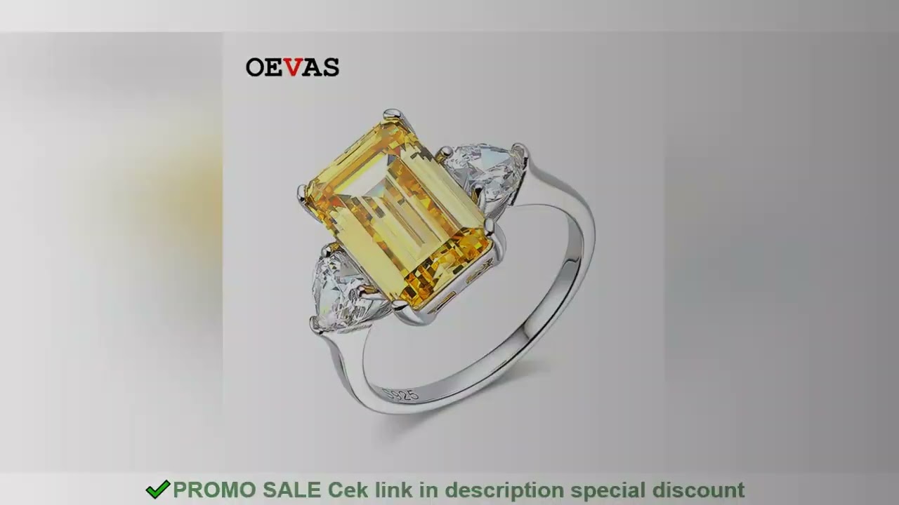 OEVAS 7 Carats High Carbon Diamond Sparkling Zircon Wedding Rings For Women Top Quality 100% 925 Ste