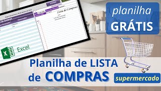 🔔[Fácil] Planilha de Lista de COMPRAS no Excel GRÁTIS {Compras de Supermercado} screenshot 2