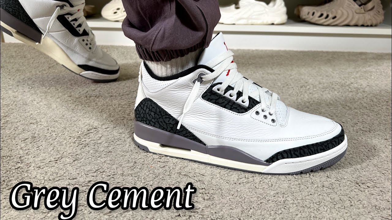 Air Jordan 3 Grey Cement Review& On foot - YouTube
