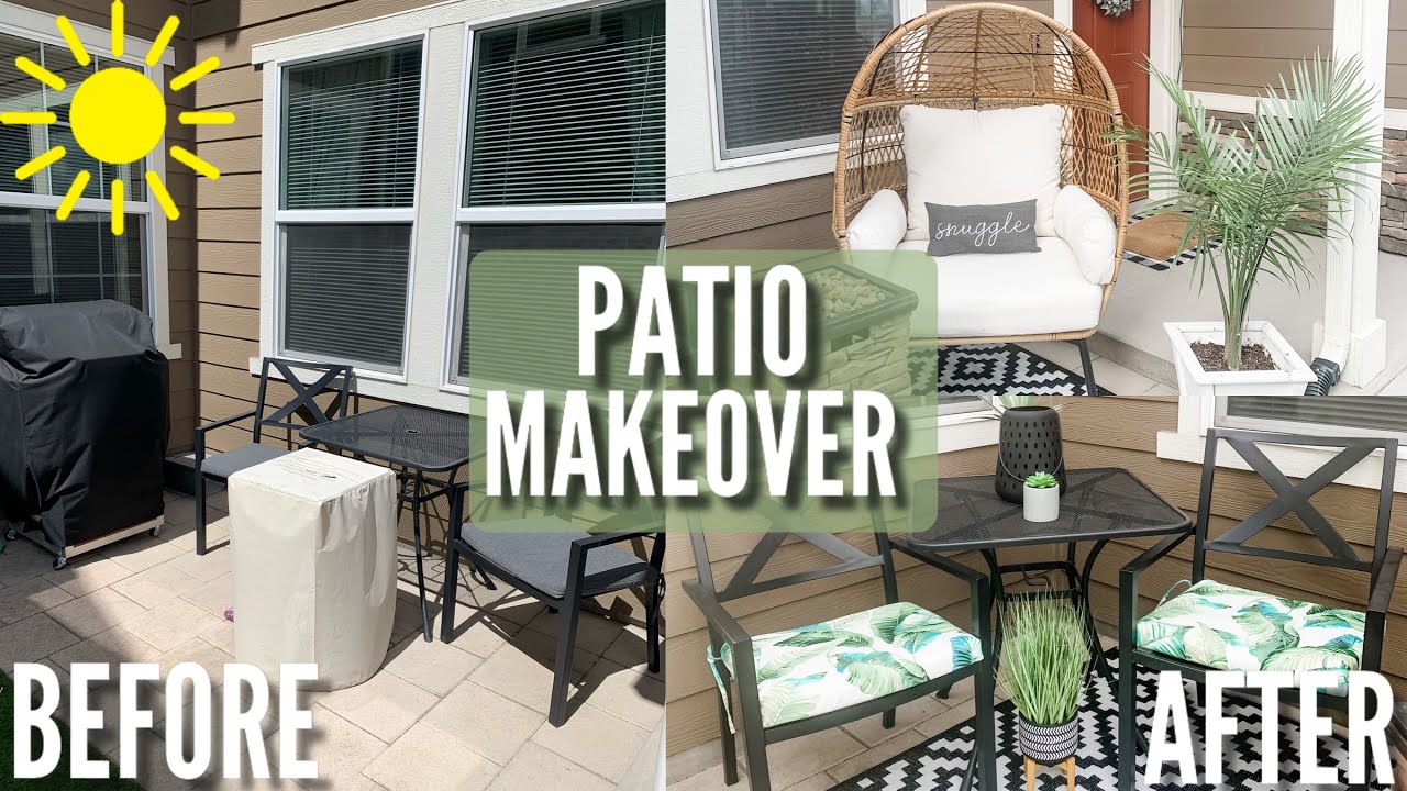 EXTREME PATIO MAKEOVER DIY PORCH MAKEOVER DECORATE MY OUTDOOR PATIO