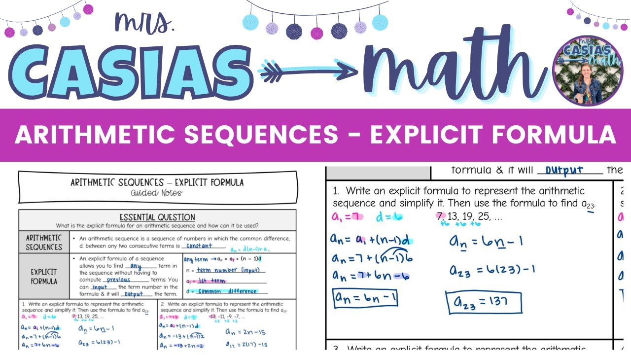 explicit formula for arithmetic sequence guided notes explicit formula for arithmetic sequence guided notes