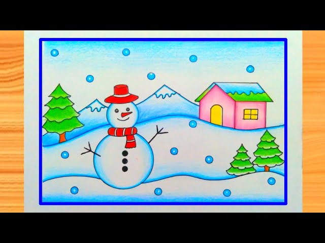 How to Draw Winter Season Scenery | Easy Drawing of Hill station | Drawing  for Beginners - YouTube