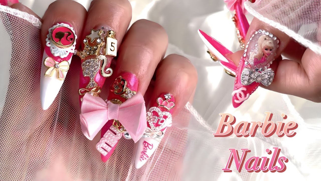 sub) Hi, Barbie! 키치한 핑크 바비네일💗 프렌치 네일 쉽게 하는 법! / 네일아트 / 셀프네일 / 네일 ASMR