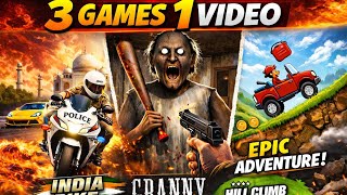 😱 3 Games in 1 Video! India Bike Driving 🚓 + Granny 👵 + Hill Climb Racing 🚗🔥 screenshot 5